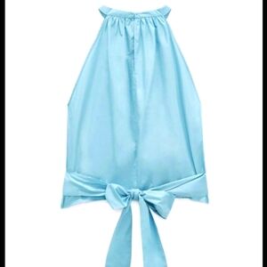 ZARA light blue top with tie in back.